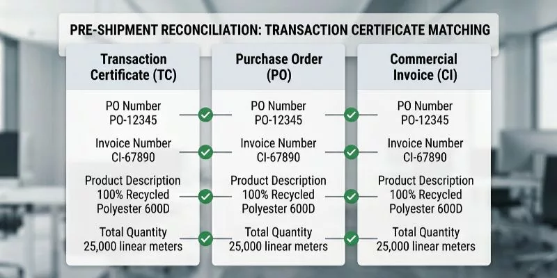 Reconcile the Transaction Certificate Before Shipment