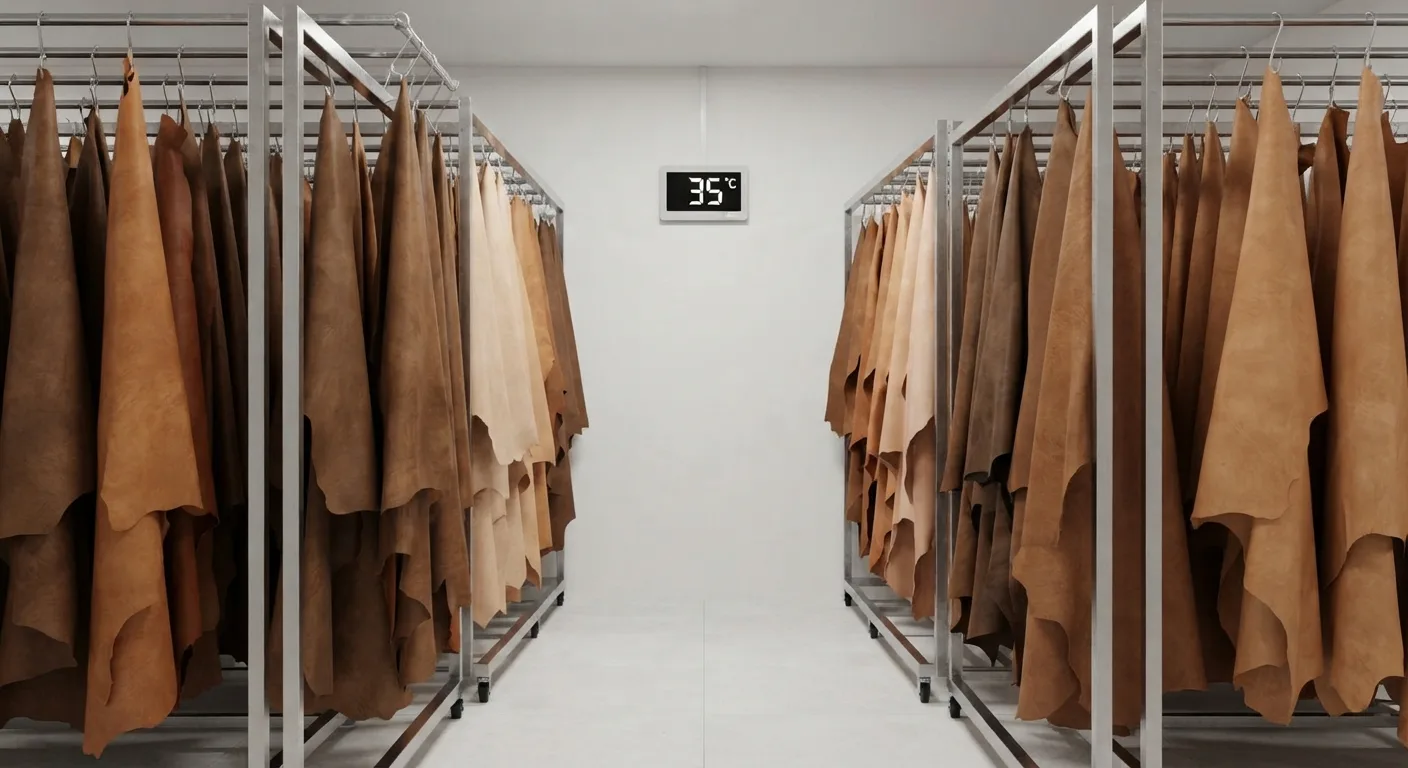 Conditioning, finishing, and splitting process for vegetable-tanned leather