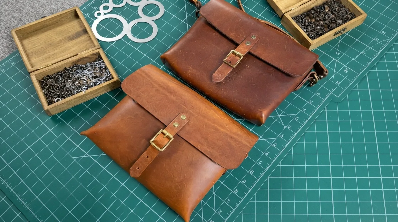 The sample development workflow for custom vegetable-tanned leather bags