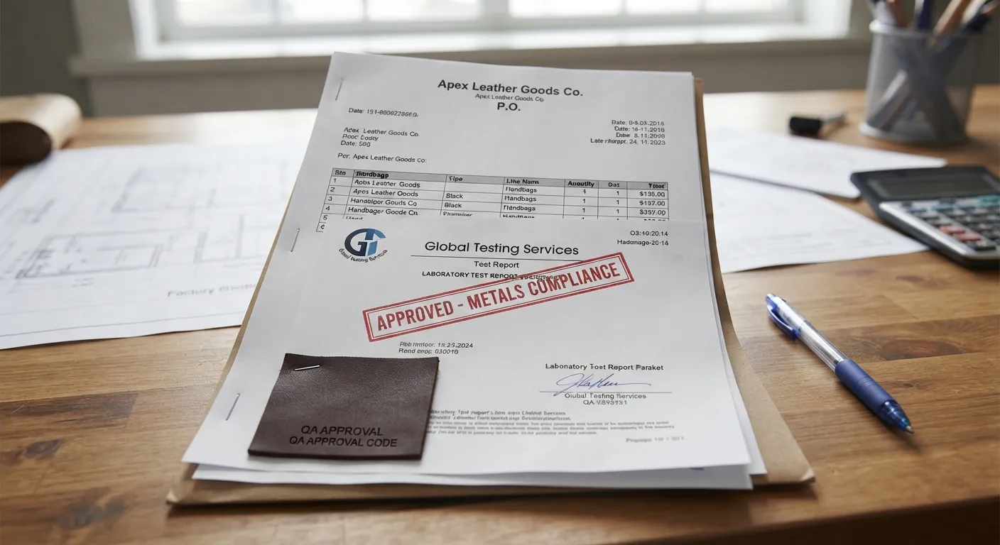 Supplier quality agreement and approved test documentation for ASTM handbag testing