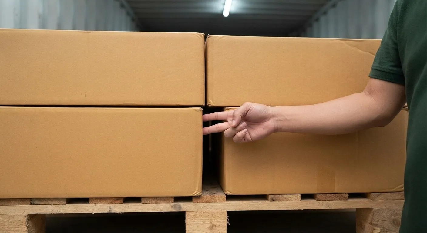 Two-finger gap left between cartons for airflow inside a container
