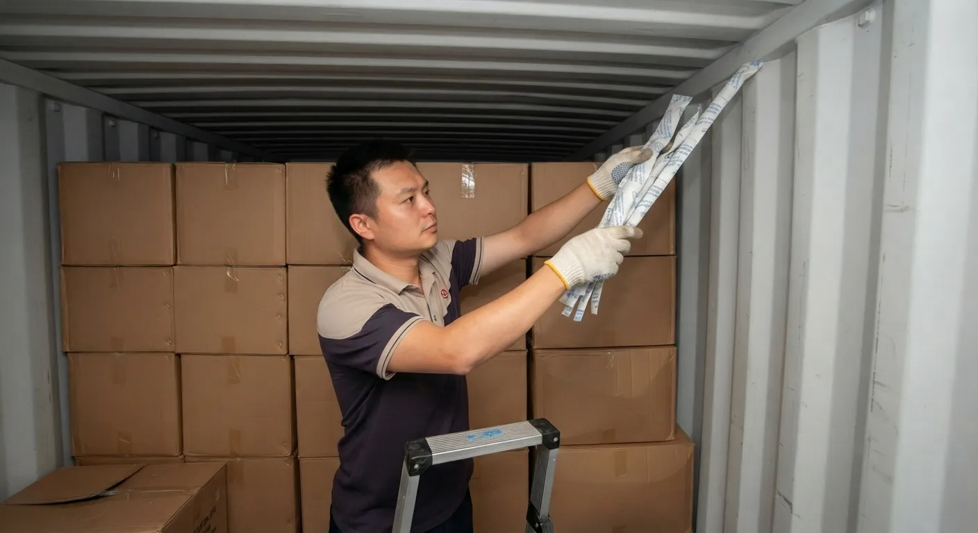 Loaded container with airbags and board bracing between carton walls