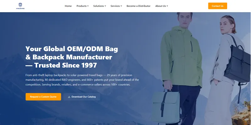 Kingsons website — OEM/ODM backpack and bag manufacturer trusted since 1997