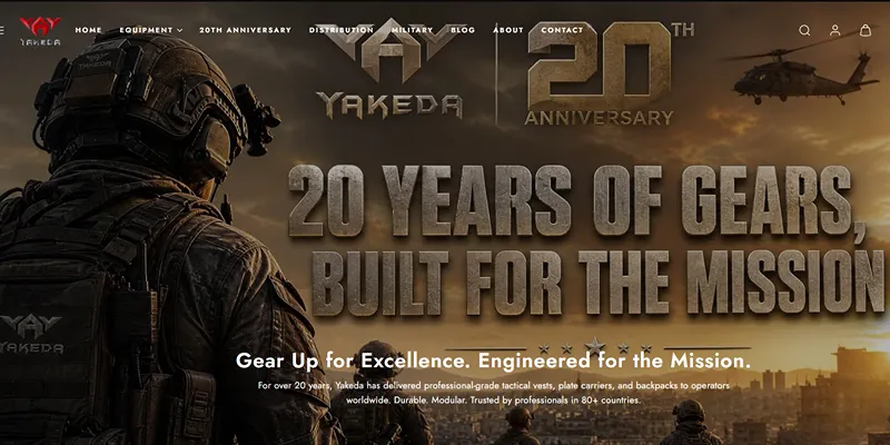 Yakeda website — tactical gear manufacturer with 20 years of production