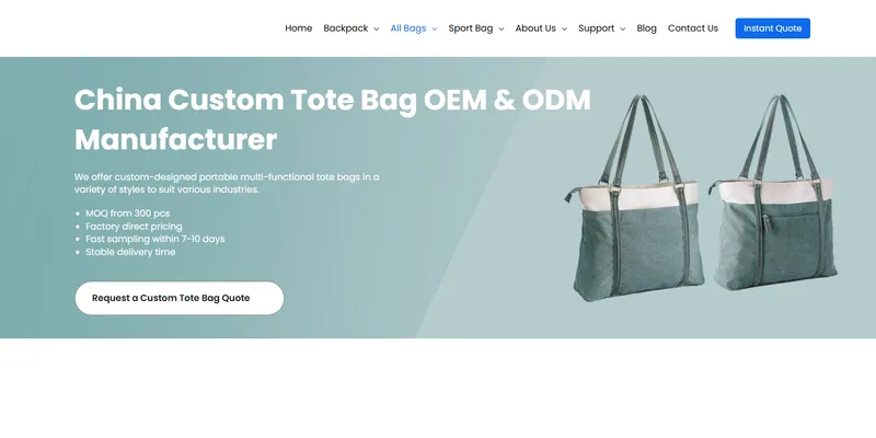 Kewei Bags website for China custom tote bag OEM and ODM manufacturing