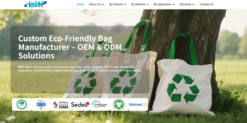 INITI Bag website for custom eco-friendly reusable bag manufacturing