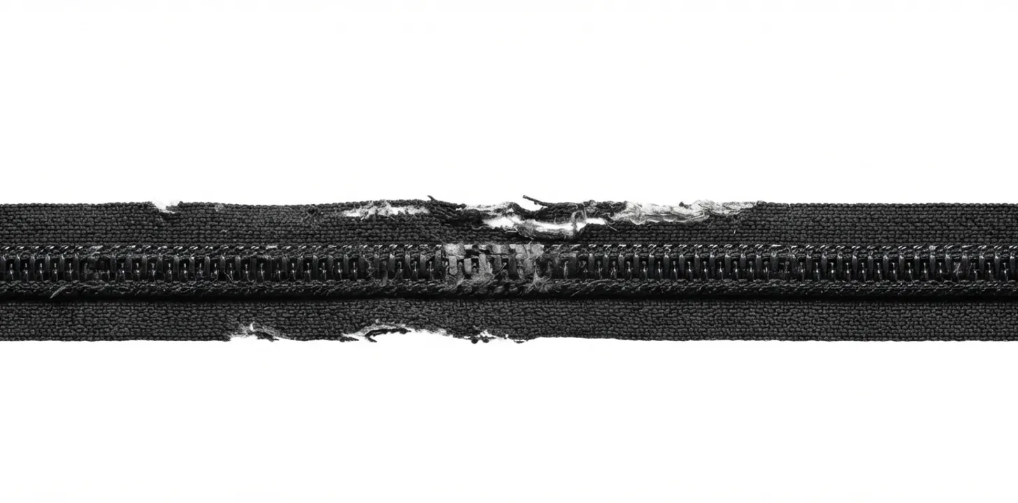 QA lead cutting open a returned travel duffle to inspect the zipper and seam