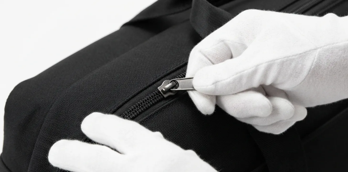 Inline inspection of travel duffles at a factory checkpoint