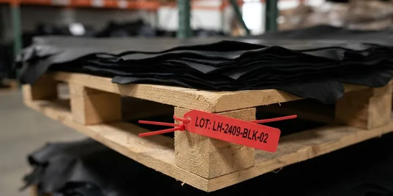 Raw hide traceability from intake to final cutting on a leather production line