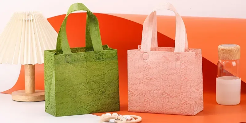 Non-woven tote gift bags with stitched handles