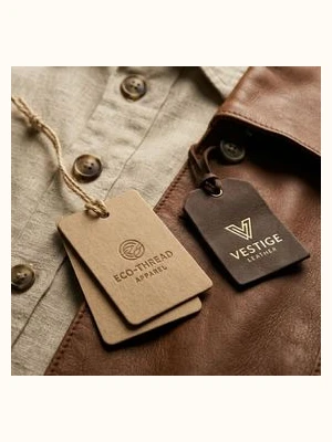 Kraft paper and leather branded hang tags for bags