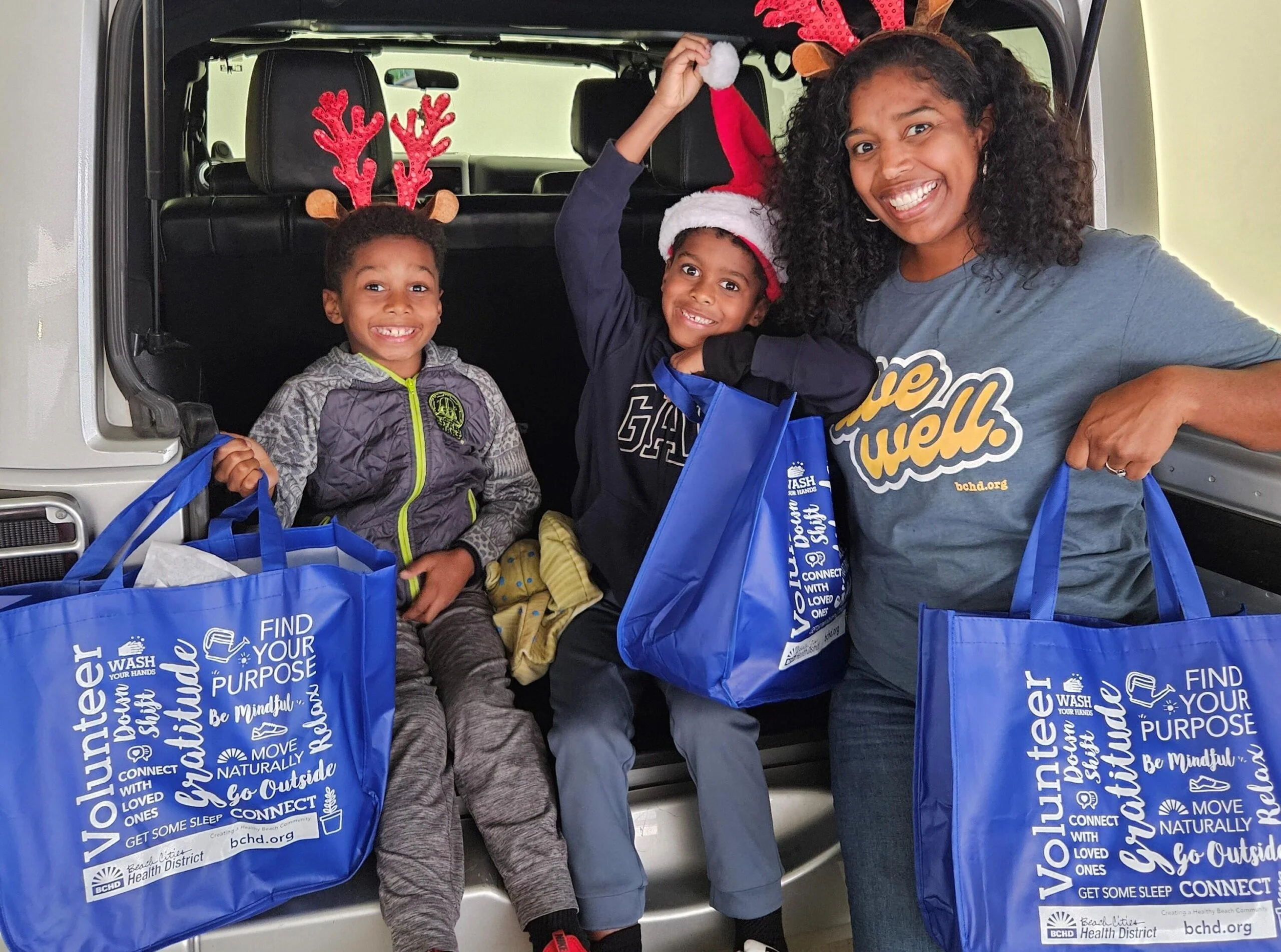 Custom gift bags in use