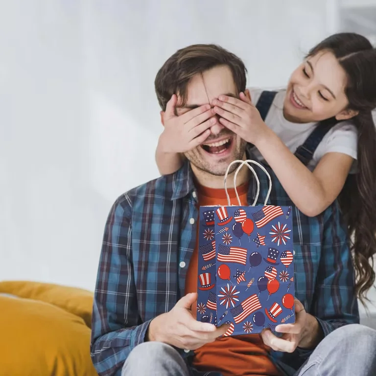 Custom gift bags in use