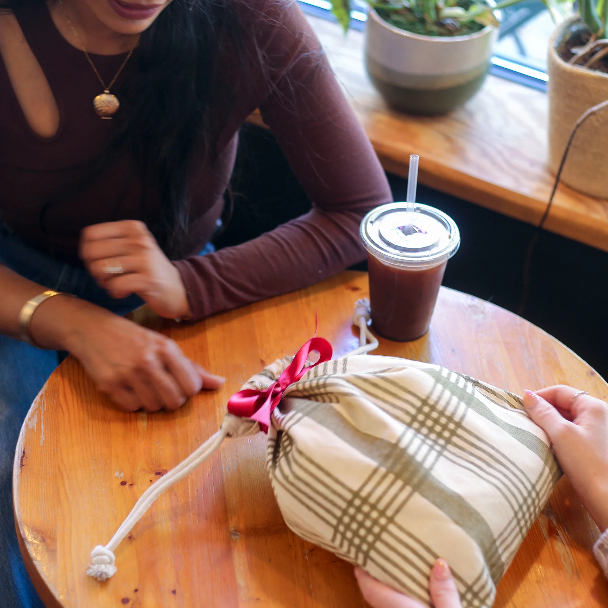 Custom gift bags in use