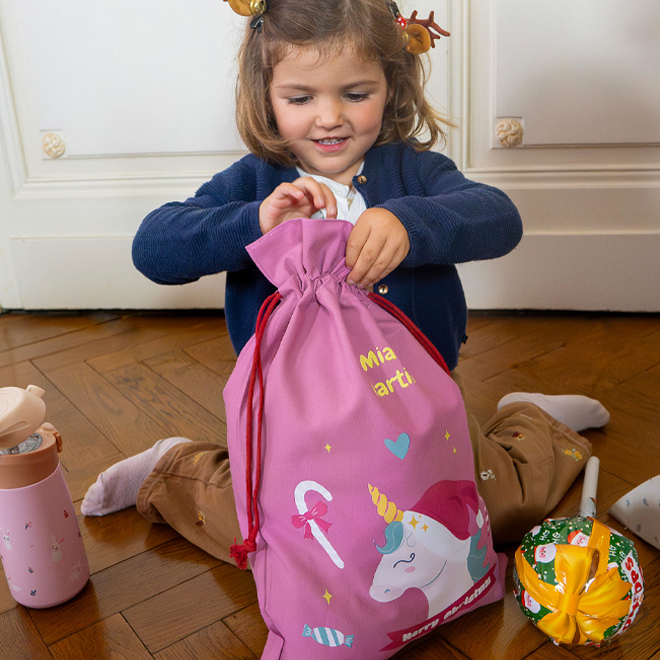 Custom gift bags in use