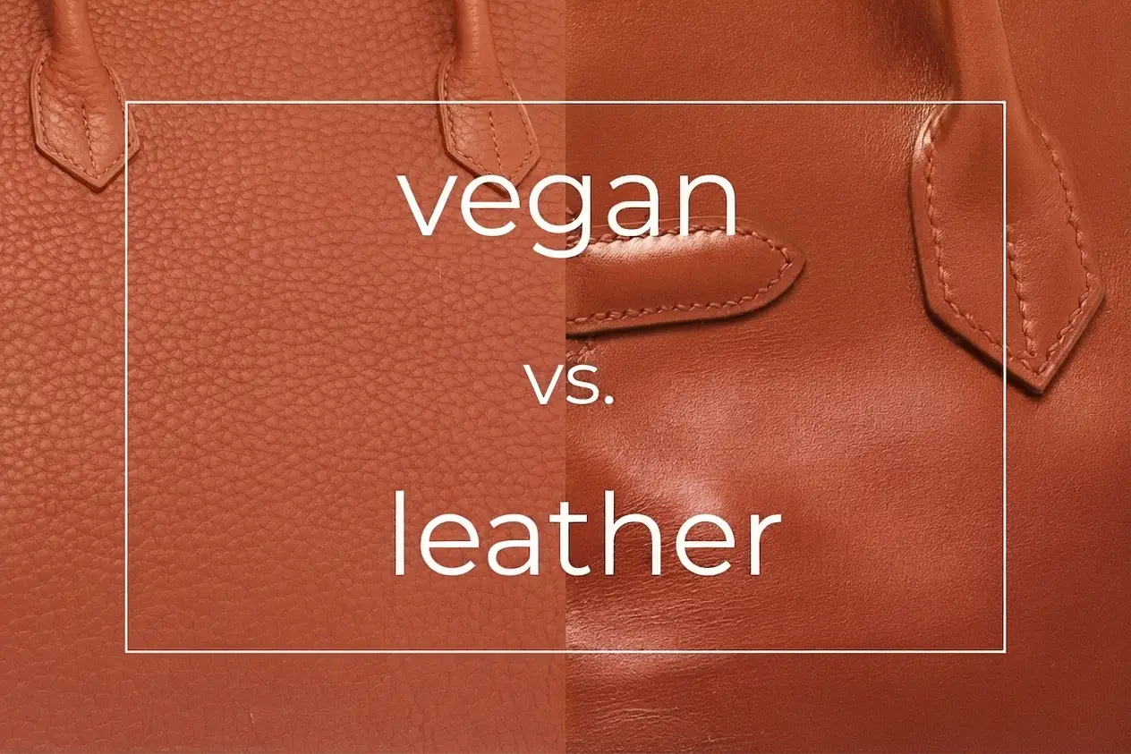 Leather vs vegan material swatches
